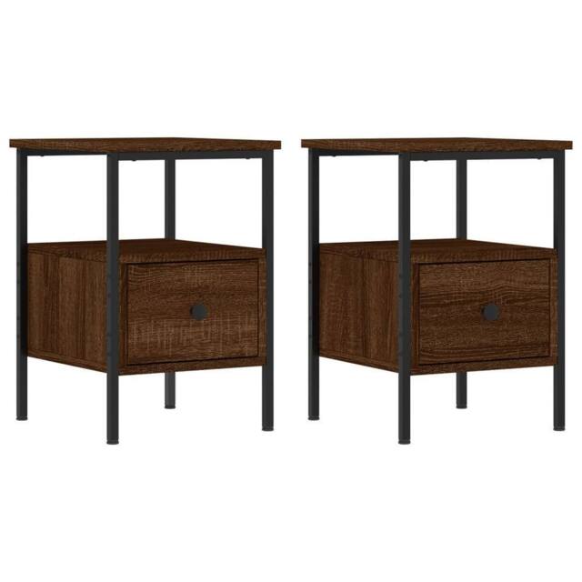 Berkfield Home Bedside Cabinets 2 pcs Brown Oak 34x36x50 cm Engineered Wood - Size: 34 x 36 x 50 cm - image 1