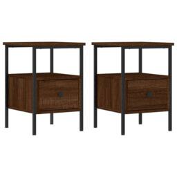 Berkfield Home Bedside Cabinets 2 pcs Brown Oak 34x36x50 cm Engineered Wood - Size: 34 x 36 x 50 cm - thumbnail 1