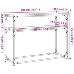 Berkfield Home Console Table Smoked Oak 100x35.5x75 cm Engineered Wood in Brown - thumbnail 9