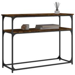 Berkfield Home Console Table Smoked Oak 100x35.5x75 cm Engineered Wood in Brown - thumbnail 3
