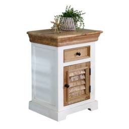 IH Design Candler Solid Mango Wood Bedside Cabinet - 1 Drawer & Door Table in White - thumbnail 5