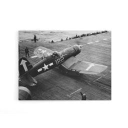 "Artery8 War WWII USA F4u 1d Corsair Aircraft Canvas Wall Art Print in Grey - Size: W18"" x H24""" - thumbnail 1