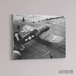 "Artery8 War WWII USA F4u 1d Corsair Aircraft Canvas Wall Art Print in Grey - Size: W18"" x H24""" - thumbnail 2