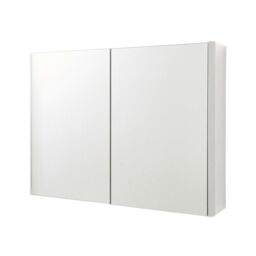 Clifton Gloss White 2-Door Mirror Bathroom Cabinet 60cm H x 80cm W - Size: 60 cm H x 80 cm W