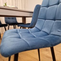 KOSY KOALA Grey Dining Table & 4 Blue Velvet Chairs Kitchen Dining Table for 4 Dining Room Dining Set - thumbnail 5