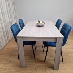 KOSY KOALA Grey Dining Table & 4 Blue Velvet Chairs Kitchen Dining Table for 4 Dining Room Dining Set - thumbnail 2