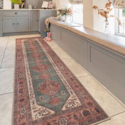 Kukoon Washable Runner Rug Terracotta Beige Long Hallway Carpet Mat 60cm x 240cm - Size: 60 cm x 240 cm - thumbnail 3