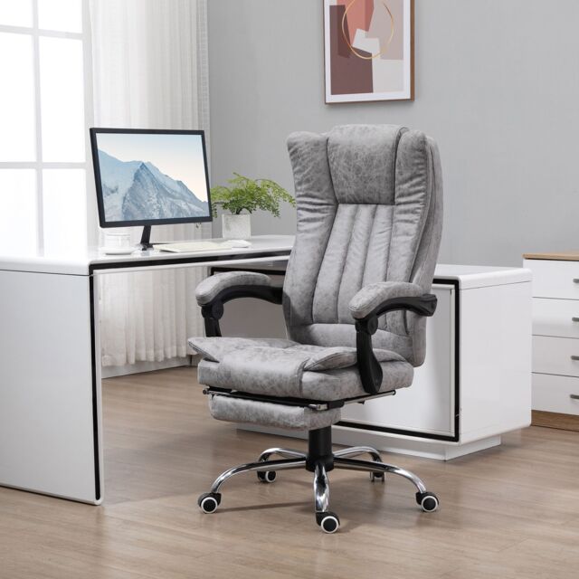 VINSETTO 6-Point Vibrating Massage Office Chair with Microfibre Upholstery Arms in Grey - image 1