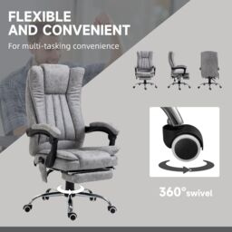 VINSETTO 6-Point Vibrating Massage Office Chair with Microfibre Upholstery Arms in Grey - thumbnail 6