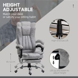 VINSETTO 6-Point Vibrating Massage Office Chair with Microfibre Upholstery Arms in Grey - thumbnail 4