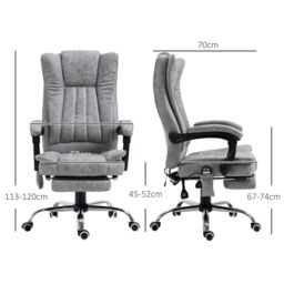 VINSETTO 6-Point Vibrating Massage Office Chair with Microfibre Upholstery Arms in Grey - thumbnail 3