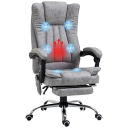 VINSETTO 6-Point Vibrating Massage Office Chair with Microfibre Upholstery Arms in Grey - thumbnail 2