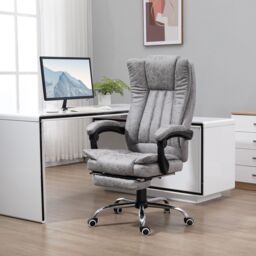VINSETTO 6-Point Vibrating Massage Office Chair with Microfibre Upholstery Arms in Grey - thumbnail 1