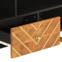 Berkfield Home TV Cabinet Brown & Black 100x33.5x46 cm Solid Wood Mango - thumbnail 7