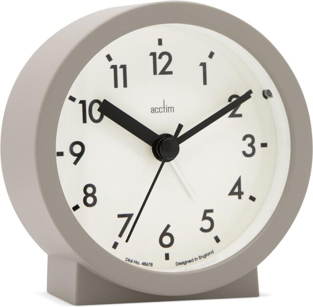 Acctim Gaby Small Analogue Contemporary Beside Alarm Clock in Taupe - image 1