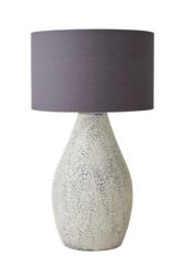 ValueLights Colin Grey Drum Shade Grey Speckled Hand Finished Ceramic Stoneware Table Lamp in Natural - thumbnail 6