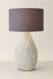 ValueLights Colin Grey Drum Shade Grey Speckled Hand Finished Ceramic Stoneware Table Lamp in Natural - thumbnail 3