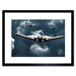 "Artery8 Military Airplane B-2 Spirit Bomber F-117 Nighthawk Stealth Framed Art in Blue - Size: W12"" x H16""" - thumbnail 1