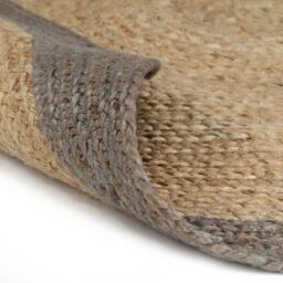 Berkfield Home Handmade Rug Jute with Grey Border 90 cm - Size: 100 cm diameter - thumbnail 2