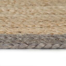 Berkfield Home Handmade Rug Jute with Grey Border 90 cm - Size: 100 cm diameter - thumbnail 3