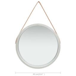 Berkfield Home Wall Mirror with Strap 60 cm Silver - thumbnail 6