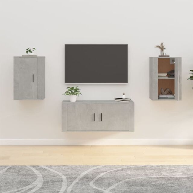 Berkfield Home Wall Mounted TV Cabinets 2 pcs Concrete Grey 40x34.5x60 cm - image 1