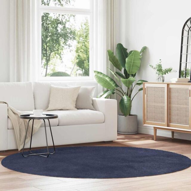 Berkfield Home Shaggy Rug High Pile NAVARRA Navy 200x200 cm Polyester in Blue - Size: Medium - image 1