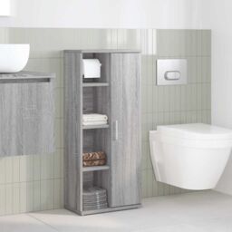Berkfield Home Bathroom Cabinet with Roll Holder Grey Sonoma 39x22x90 cm - Size: 39 x 22 x 90 cm - thumbnail 3