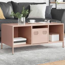 Berkfield Home Sturdy Coffee Table Pink 101.5x50x43.5 cm Cold-rolled Steel - thumbnail 2