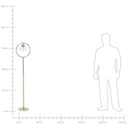Wyld and Coco Brass Floor Lamp 165cm Gold Open Geometric Metal Shade Naked Bulb - thumbnail 9