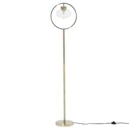 Wyld and Coco Brass Floor Lamp 165cm Gold Open Geometric Metal Shade Naked Bulb - thumbnail 4