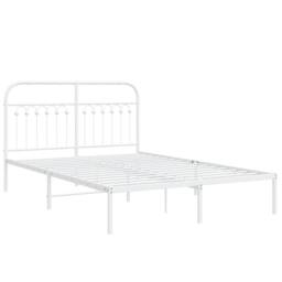 Berkfield Home Metal Bed Frame without Mattress with Headboard White 135x190cm - Size: 135x190 cm - thumbnail 3