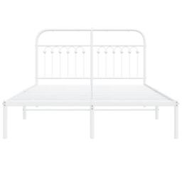 Berkfield Home Metal Bed Frame without Mattress with Headboard White 135x190cm - Size: 135x190 cm - thumbnail 4