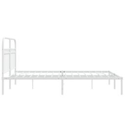 Berkfield Home Metal Bed Frame without Mattress with Headboard White 135x190cm - Size: 135x190 cm - thumbnail 5