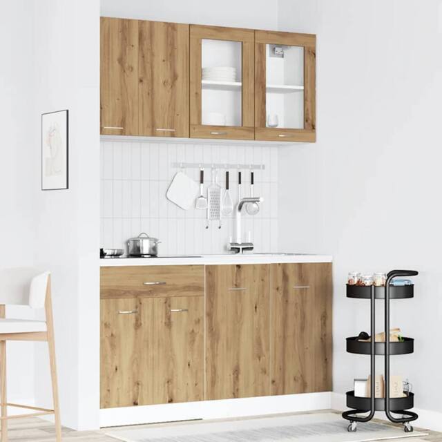 Berkfield Home 4 Piece Kitchen Cabinet Set Lyon Artisan Oak Engineered Wood in Brown - image 1