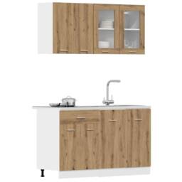Berkfield Home 4 Piece Kitchen Cabinet Set Lyon Artisan Oak Engineered Wood in Brown - thumbnail 3