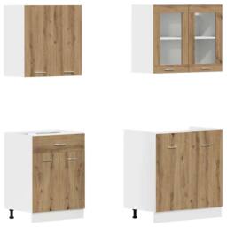 Berkfield Home 4 Piece Kitchen Cabinet Set Lyon Artisan Oak Engineered Wood in Brown - thumbnail 4