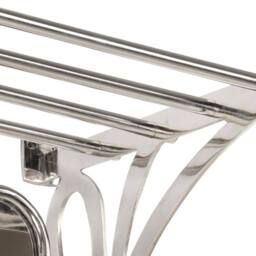 Berkfield Home Luggage Rack with Coat Hangers & Mirror Wall Mounted Aluminium in Silver - thumbnail 6