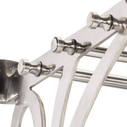Berkfield Home Luggage Rack with Coat Hangers & Mirror Wall Mounted Aluminium in Silver - thumbnail 4