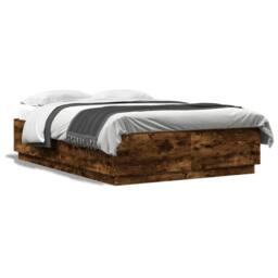 Berkfield Home Bed Frame with LED without Mattress Smoked Oak 120x200 cm in Brown - Size: Small Double - thumbnail 5