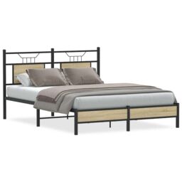 Berkfield Home Bed Frame without Mattress Sonoma Oak 140x190 cm Engineered Wood in Brown - thumbnail 2