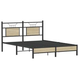 Berkfield Home Bed Frame without Mattress Sonoma Oak 140x190 cm Engineered Wood in Brown - thumbnail 5