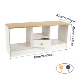 FORGEVIO 90CM Wooden Storage TV Cabinet Living Room Media Cabine in White - thumbnail 2