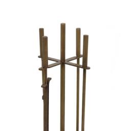 Charles Bentley Chestnut Fireside Companion Set with Stand Poker Shovel Brush Tongs Tool Stand in Gold - thumbnail 6