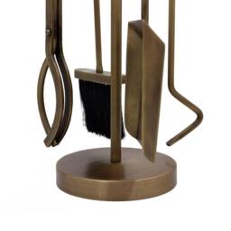 Charles Bentley Chestnut Fireside Companion Set with Stand Poker Shovel Brush Tongs Tool Stand in Gold - thumbnail 5