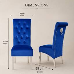 Stratus Interiors Emma Tall Velvet Lion Knocker Dining Chair - Luxury Upholstered Seat in Blue - thumbnail 3