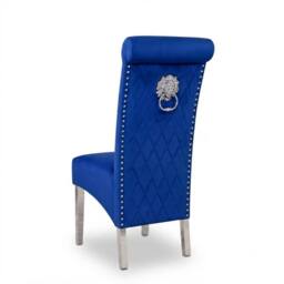 Stratus Interiors Emma Tall Velvet Lion Knocker Dining Chair - Luxury Upholstered Seat in Blue - thumbnail 4