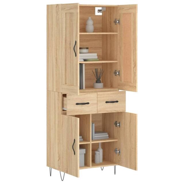 Berkfield Home Highboard Sonoma Oak 69.5x34x180 cm Engineered Wood in Light Brown - image 1