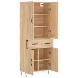 Berkfield Home Highboard Sonoma Oak 69.5x34x180 cm Engineered Wood in Light Brown - thumbnail 4