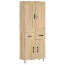 Berkfield Home Highboard Sonoma Oak 69.5x34x180 cm Engineered Wood in Light Brown - thumbnail 3